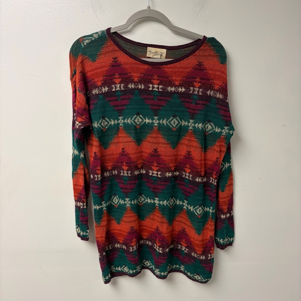 Denim & Supply by Ralph Lauren Geometric Native Aztec Long Sleeve Top Medium - Picture 2 of 5